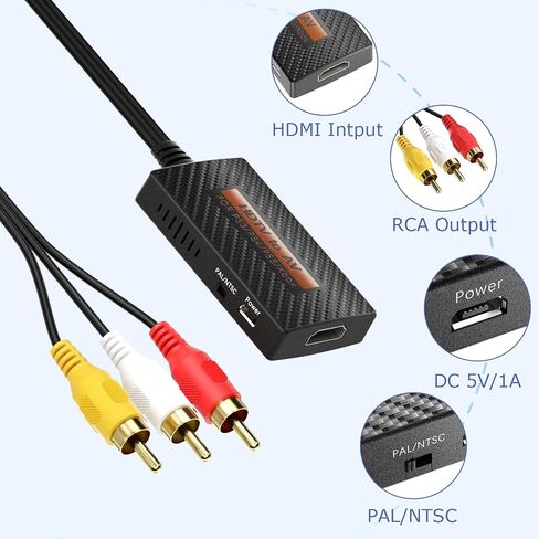 HDMI to RCA Converter, HDMI to AV Adapter with HDMI Cable in Kuwait