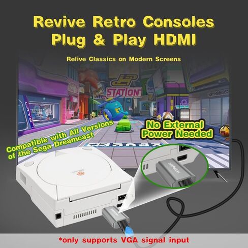 BITFUNX Dreamcast HDMI™ Adapter, for Dreamcast Console All Version (Mini) in Saudi Arabia