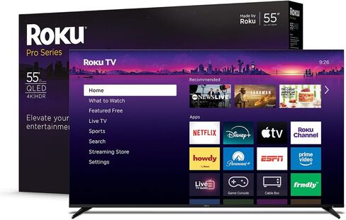 Roku Smart TV – 55-Inch Pro Series 4K QLED RokuTV with Backlit Roku Voice Remote Pro, Dolby Vision IQ, 120Hz Refresh Rate – Live Local News, Sports, Gaming in Kuwait