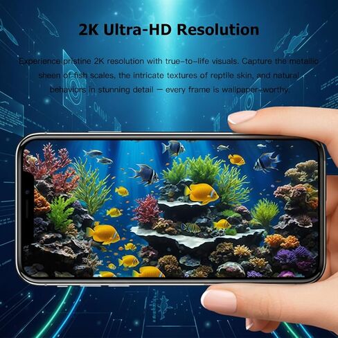 Aquarium Camera, 2K HD for Fish, Lizard, Reptiles Terrarium, 140° Wide-Angle with Anti-Glare, Night Vision, WiFi Pet Camera with AI Motion Detection, 2-Way Audio, 24/7 Cloud/SD Recording S20M1 (Black) in Saudi Arabia