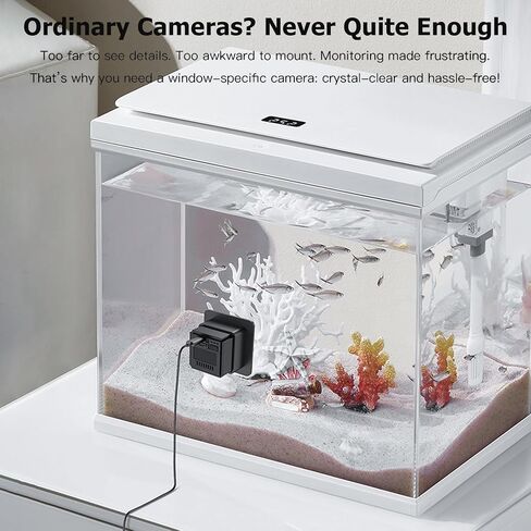 Aquarium Camera, 2K HD for Fish, Lizard, Reptiles Terrarium, 140° Wide-Angle with Anti-Glare, Night Vision, WiFi Pet Camera with AI Motion Detection, 2-Way Audio, 24/7 Cloud/SD Recording S20M1 (Black) in Saudi Arabia