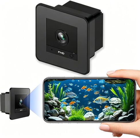 Aquarium Camera, 2K HD for Fish, Lizard, Reptiles Terrarium, 140° Wide-Angle with Anti-Glare, Night Vision, WiFi Pet Camera with AI Motion Detection, 2-Way Audio, 24/7 Cloud/SD Recording S20M1 (Black) in Saudi Arabia