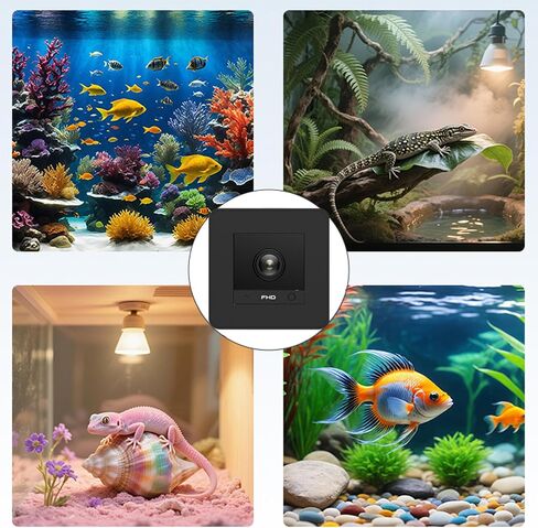 Aquarium Camera, 2K HD for Fish, Lizard, Reptiles Terrarium, 140° Wide-Angle with Anti-Glare, Night Vision, WiFi Pet Camera with AI Motion Detection, 2-Way Audio, 24/7 Cloud/SD Recording S20M1 (Black) in Saudi Arabia