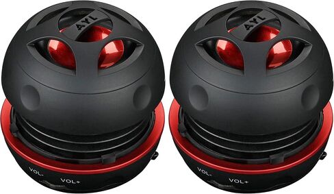 AYL Mini Speaker System, Portable Plug-in Speaker with 3.5mm Aux Input & 3.5 mm Jack, External Audio for Laptop, MP3, iPhone – Small Wireless Bluetooth Speaker with Built-in Mic (Black) in Saudi Arabia
