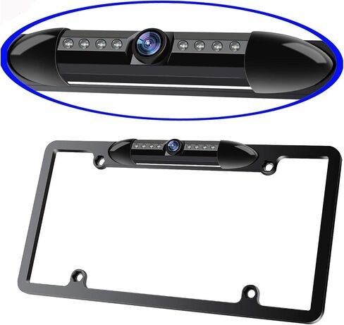 License Plate Frame Backup Camera Night Vision Car Rear View Camera with 8 Bright LEDs 170° Viewing Angle Waterproof Backup Camera Vehicle Universal Reversing Assist Security in Kuwait