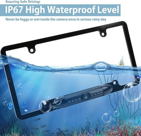 License Plate Frame Backup Camera Night Vision Car Rear View Camera with 8 Bright LEDs 170° Viewing Angle Waterproof Backup Camera Vehicle Universal Reversing Assist Security in Kuwait