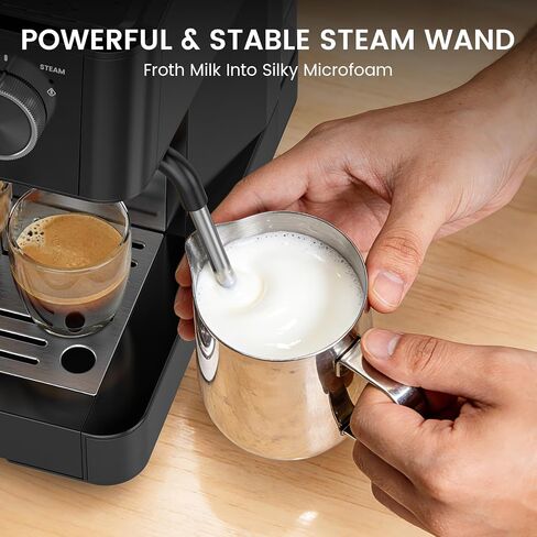 Kismile 20-Bar Espresso Machine with Grinder, Expresso Coffee Machines Coffee Maker with Grinder, Milk Frother/Steam Wand & Tamping Tools for Cappuccino & Latte in Saudi Arabia