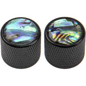 2Pcs Abalone Top Guitar Dome Knobs Bass Knob Compatible with Tele Telecaster Electric Guitar or Bass (Black)