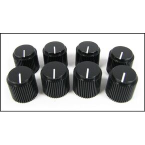 8-pack Potentiometer Knobs: Black Ribbed with White Line