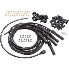Edelbrock 22700 Spark Plug Set Universal Flex Boots 500 ohm Resistance 8.65mm Black Wire (Set of 9)