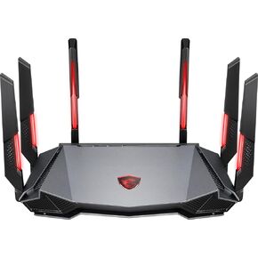 MSI Radix AXE6600 WiFi 6E Tri-Band Gaming Router, AI QoS, RGB, 1.8GHz Quad-Core Processor, MU-MIMO, Gigabit Wireless, 8-Stream, High Speed Long Range