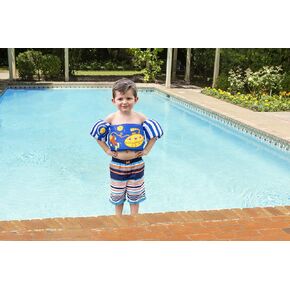 Poolmaster Learn-To-Swim Lil' Splashers Swimming Pool Float Training Aid Swim Vest and Arm Floaties, Blue