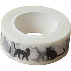 New 15 Mm * 10m Cartoon Black Cat Print Japanese Paper Washi Tapes Masking Tape Decorative Adhesive Tapes Craft Supplies Arts and Crafts Tape