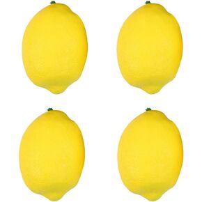 4 Pcs Artificial Yellow Lemons Realistic Faux Lemon Vase Filler Fruit Lifelike Craft Fruits Photography Fruit Props Kitchen Table Decorations