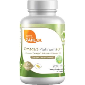 Zahler Omega 3 Platinum +D, All-Natural Pure Fish Oil Supplement, Burpless Softgel with No Fishy Aftertaste, Highest in EPA and DHA, Certified Kosher, 90 Softgels in Kuwait