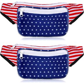 قطعتان من حقيبة فاني العلم الأمريكي، حقيبة الولايات المتحدة الأمريكية، حزمة الخصر في الرابع من يوليو، أحمر أبيض ونجوم زرقاء مخططة، حقيبة فاني، حزمة فاني وطنية قابلة للتعديل، ملحقات حقيبة الخصر الأمريكية للسفر والرياضات الخارجية in Kuwait