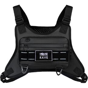 Hidden Pocket Festival Chest Bag - Secret Patch Pocket - Water Resistant Lightweight Chest Pack, Phone Holder - EDC Rave Chest Bag for Men, Women