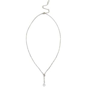 Kleinfeld Womens Bridal Crystal Stone Delicate Y Necklace, Crystal/Rhodium 3, One Size