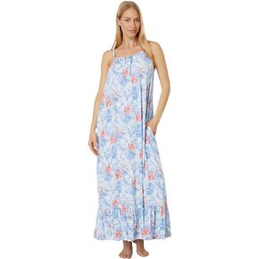 Tommy Bahama Sleeveless Maxi Gown Blue Floral LG