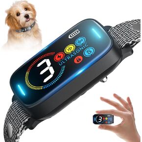 Ultrasonic Dog Bark Collar by Lagerstroemia - for Large/Medium/Small Dogs - Smart Anti Barking - Training Collar with Vibrations - No Shock/Shock - 3 Ultrasonic Levels (Silvery Grey)