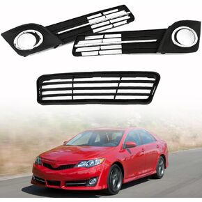 SEBLAFF 3-Pack Front Bumper Fog Light Cover Grilles Replacement for 2012-2014 Camry SE
