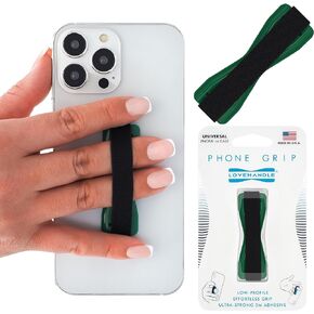 LOVEHANDLE Universal Grip for Most Smartphones, Mini Tablets and Cases, Green Colored Base with Black Strap, LH-01Green