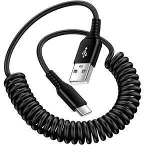 Android Auto USB C Cable for Car Retractable iPhone 15 Charger Cord USB to USB C Coiled Cell Phone Power Cord 3FT for iPhone 15/15 Pro Max/15 Plus, Samsung Galaxy S24 A15 A54 A14 A53 A23 S23 S22 S21