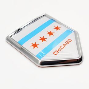 Overdecor 2 Pack Chicago Flag Decal Sticker Emblem Flags