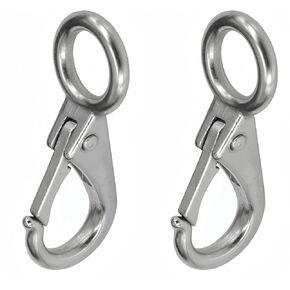 Fixed Spring Snap Hook,Quick Release Shackles with Fixed Round Ring Keychains Marine Boat Eye Clip Carabiner Yacht Sailing Hook Hardware