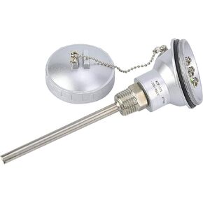 Fafeicy RTD PT100 Temperature Sensor Probe 1/2" NPT Thread Thermocouple Terminal Head, 201 Stainless Steel(PT 100mm), Temperature And Humidity Sensor