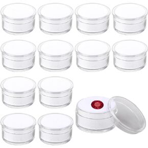 12Pcs Small Display Box Gemstone Holder Case Jewelry Show Box Container Holder with Clear Top Lids and Sponge