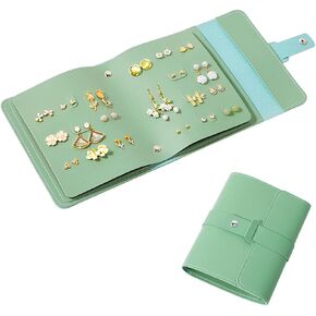 Earring Holder Organizer Travel Stud Earring Organizer for Women Girls Portable Earring Case Travel Earring Holder for Girls 63 Pair Travel Earring Book Organizer Pierced Earring Booklet Green