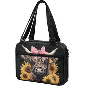 Guosanchn Highland Cow Bible Cover for Women Large Bible Covers Fall Sunflower Bible Case Bible Book Carrying Bags Bible Tote Bag Journal Case Bible Holder Bible Accessories, Christian Gift