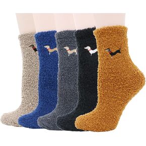 جوارب Pomlia للسيدات من Haute Dachshund Dog جوارب غامضة دافئة ومريحة وناعمة وناعمة وجوارب كاجوال للطاقم (مقاس واحد، D18)