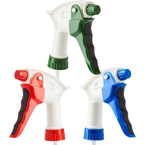 Leak Proof, High Capacity Spray Heads ONLY 3 Pack. Fits 22 Oz Bottles (NOT Incl). Clear, Heavy Duty Plastic Sprayers for Mixed Chemicals, Bleach and Disinfectant. Best BPA Free Home Cleaning Supplies