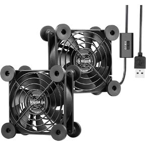 M12 USB Fan 120mm USB Powered Fan,5V Computer Fan USB with L/M/H 3-Degree Speed Controller,Case Fan for Router Amplifier Receiver Electronics Game Console HD DVR Cabinet Cooling
