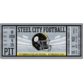 FANMATS 23134 Pittsburgh Steelers Ticket Design Runner Rug - 30in. x 72in. | Sports Fan Area Rug, Home Decor Rug and Tailgating Mat