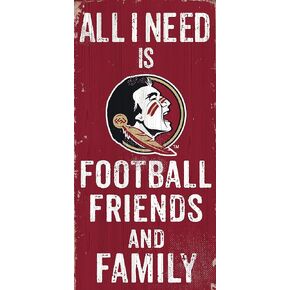 Fan Creations Florida State Seminoles 6" x 12" All I Need is Football, Friends, and Family Wood Sign