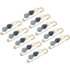 MECCANIXITY Pearl Brooch Pins 2.3 Inch Metal Faux Pearl Decorative Collar Safety Pins Clips for Women Clothing Dress Pants Trousers Skirt Waist, Colorful, 20pcs