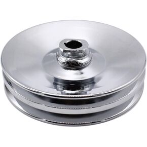 YUCHENSHLP Chrome GM Double Groove Power Steering Pump Pulley Key Way Compatible with Chevy SBC BBC 350 454