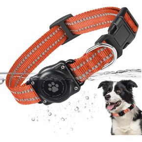 Airtag Dog Collar, 100% Waterproof Integrated Apple Air Tag Dog Collars, Reflective GPS Dog Collar with Hard PC AirTag Holder Case for Small Medium Large Dog