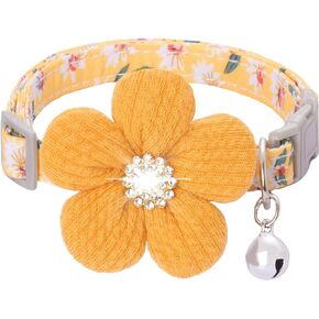 Small Dog Collar with Flower, Puppy Collar for Girl Dog Collars for Small Dogs Cute Dog Collar with Bell, Adjustable Length (Pink)