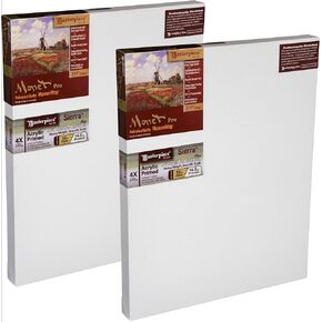 MASTERPIECE Z2ME-1224 Monet Pro 1.5 بوصة سييرا عميقة ثقيلة الوزن ومتوسطة الملمس 14.6 أونصة من القطن الممدد 12 بوصة × 24 بوصة أبيض 2 حزمة