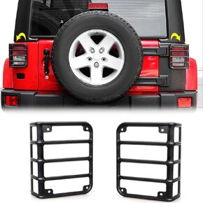 JeCar Tail Light Guard Metal Rear Light Protector Cover for 2007-2018 Jeep Wrangler JK & Unlimited Sports Rubincon Sahara, Black