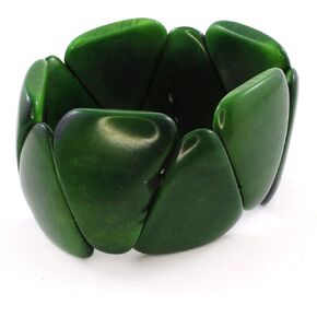 Chunky Dark Green Tagua Bracelet for Women, Artisan Handmade Jewelry from Ecuador in Saudi Arabia