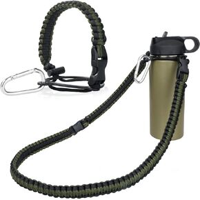 WEREWOLVES Paracord Handle with Shoulder Strap - Fits Wide Mouth Water Bottles 12oz to 64oz - Durable Carrier, Water Bottle Handle Strap with Safety Ring, Compass and Carabiner