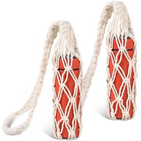 2 Pieces Macrame Water Bottle Carrier Cotton Water Bottle Bag Long Strap Boho Water Bottle Holder Woven Macrame Bottle Holder for Kids Adults Sling Wine Hiking Cycling Fitness Accessories, 31.5 Inches