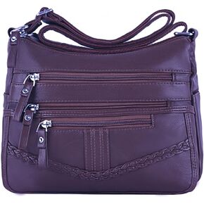 ELDA 10 جيوب محافظ كروس للنساء حقيبة كتف جلدية ناعمة من البولي يوريثان جيوب متوسطة الوزن حقيبة حقيبة للسيدات خفيفة الوزن in Kuwait