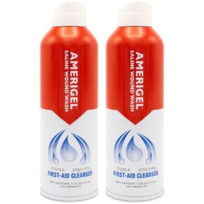 AMERIGEL - Saline Wound Wash (Pack of 4) First Aid Sterile Cleansing Solution - Advanced Skin and Wound Care - 7.1 Oz.