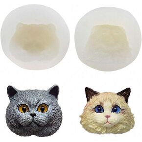 Set of 2 Pet Cat Silicone Resin Molds, British Shorthair & Ragdoll Cat Kitty Chocolate Candy Fondant Mold Cake Decorating Tool Making Candle Soap Resin Plaster Crayon Wax Melt Mold